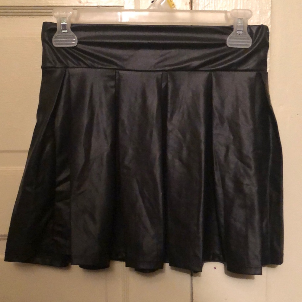 Black faux leather skirt